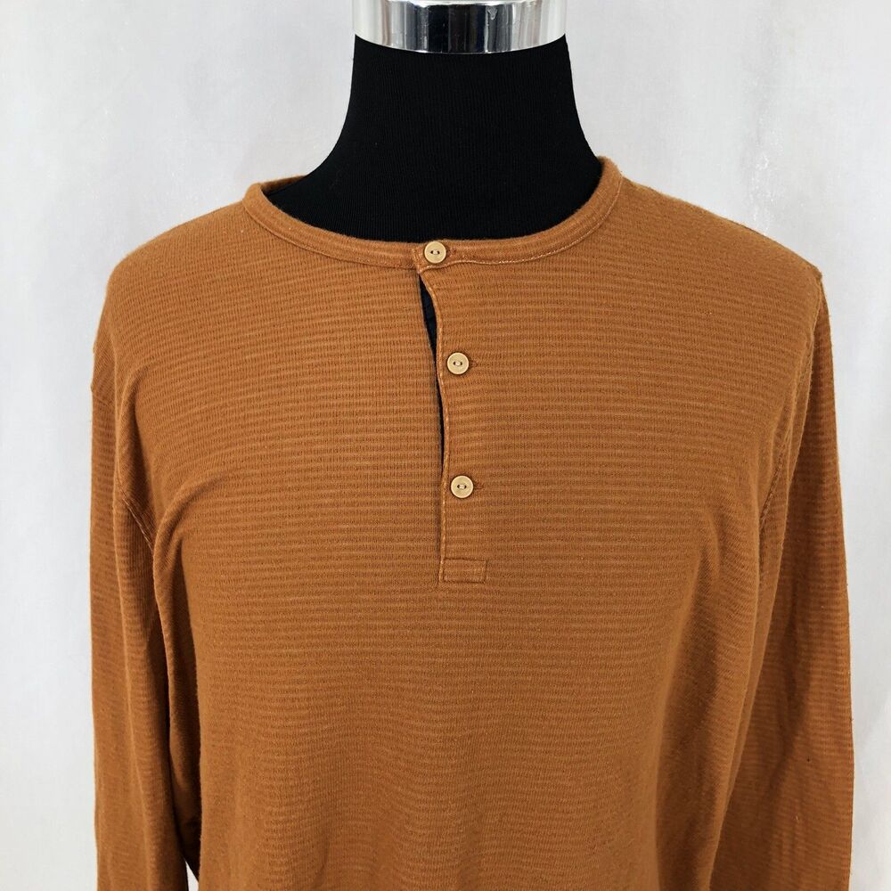 1901 NORDSTROM Long Sleeve Orange Striped Henley Sweater Shirt ND421451MN XL